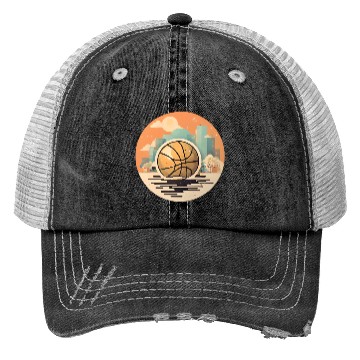 Discover Urban Basketball Sunset Scene Trucker Hats