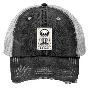 Discover Tarot Card Skeleton Video Game Halloween Gamer Trucker Hats