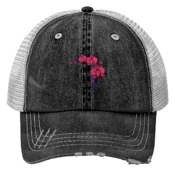 Discover Elegant Violet Pink Orchid Flower Branch Design Trucker Hats
