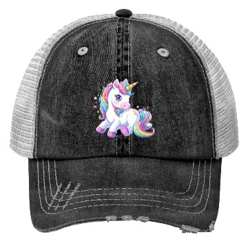 Discover Cute unicorn rainbow fantasy Trucker Hats