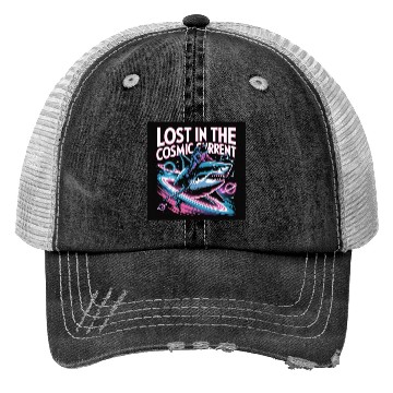 Discover Cosmic Shark Adventure Trucker Hats