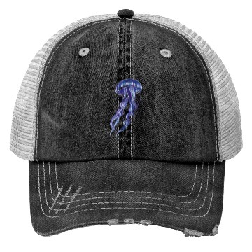 Discover Bioluminescent Purple Jellyfish Illustration Trucker Hats