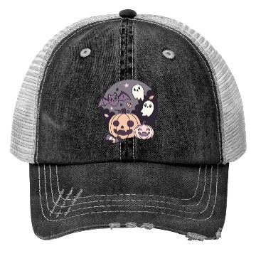 Discover Halloween Kawaii Pumpkin Ghost Bat Trucker Hats