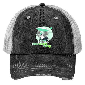 Discover Relaxing Retirement Party Illustration Trucker Hats