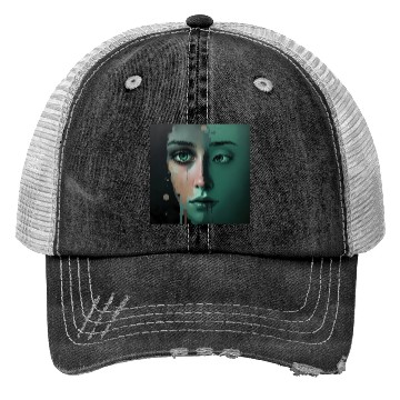 Discover Digital Abstract Female Portrait Trucker Hats
