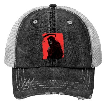 Discover Skeleton Reaper Red Trucker Hats