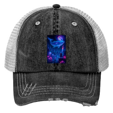 Discover cosmic-city-dreams-galactic-whale-nightscape Trucker Hats