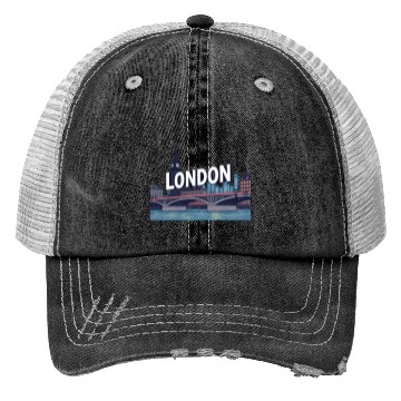 Discover London Night Skyline Illustration Trucker Hats