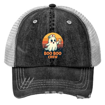 Discover Halloween Boo Boo Crew Cute Ghost Nurse Doctor Trucker Hats