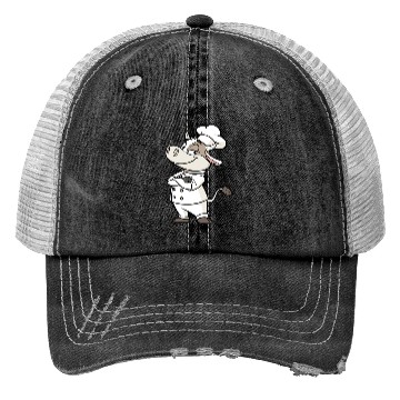 Discover Charming Cow Chef Cartoon Illustration Trucker Hats