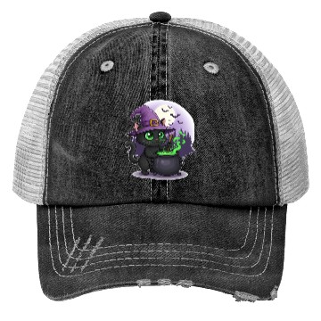 Discover Enchanting Witch Cat Under Full Moon Trucker Hats