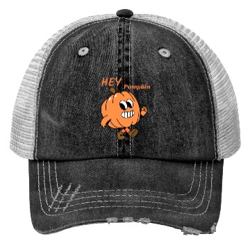 Discover Playful Pumpkin Character Design Trucker Hats