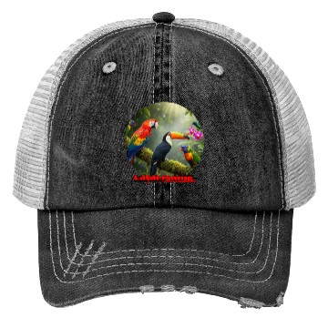 Discover Vibrant Tropical Bird Collection Design Trucker Hats