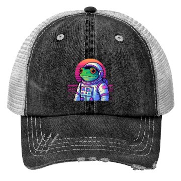 Discover Retro Frog Astronaut Trucker Hats