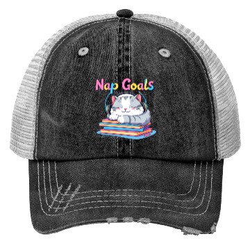 Discover Cute Cat Nap Goals Design Trucker Hats