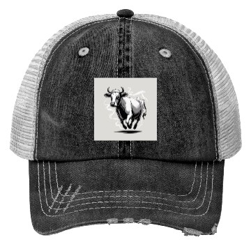 Discover Running Cow Graphic Trucker Hats