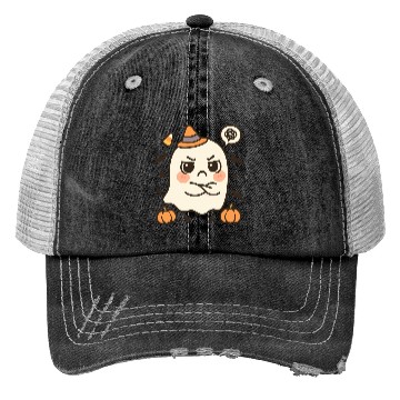 Discover Cute Ghost with Halloween Pumpkins Trucker Hats