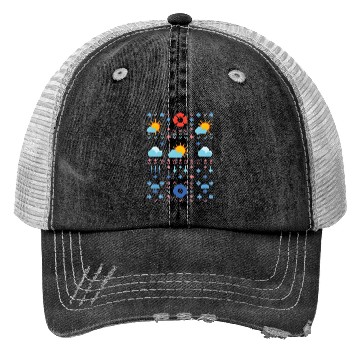 Discover Celestial Weather Pattern Illustration Trucker Hats
