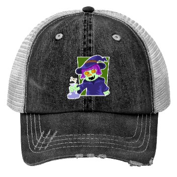 Discover Playful Zombie Witch Cartoon Design Trucker Hats