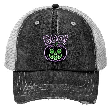 Discover Neon Jack-O-Lantern Halloween Design Trucker Hats