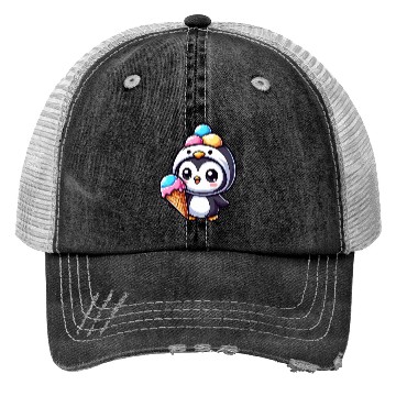 Discover Funny penguin ice cream sweet cartoon summer Trucker Hats