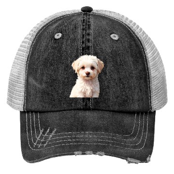 Discover Adorable White Puppy Portrait Design Trucker Hats