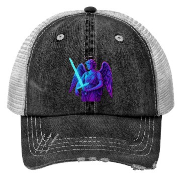 Discover Neon Angel Warrior Illustration Trucker Hats