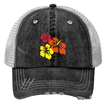 Discover hibiscus triple Trucker Hats