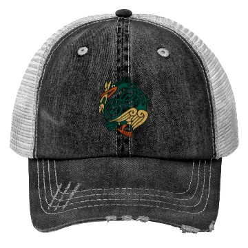 Discover Celtic Art Bird With Fish Trucker Hats