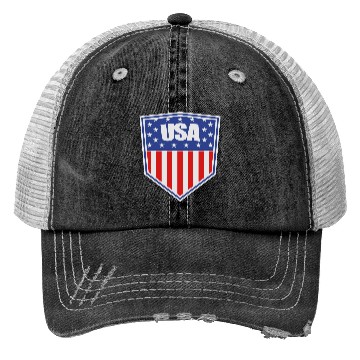 Discover text letters shield emblem emblem usa united state Trucker Hats