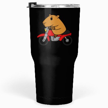 Discover Capybara Riding Motorcycle Tumblers 30 Oz Funny Rodent