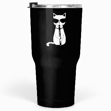 Discover Funny Cat Wearing Sunglasses Playing Oboe Tumblers 30 Oz