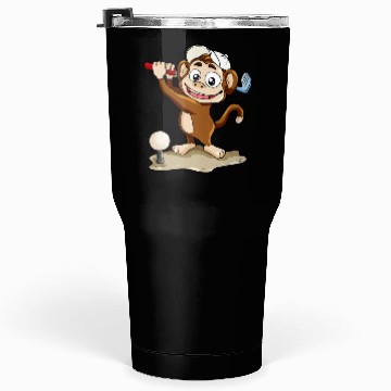 Discover Monkey Playing Golf Minigolf par stroke Tumblers 30 Oz hole