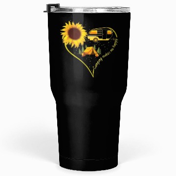 Discover Camping Makes Me happy Tumblers 30 Oz Funny Sunflower
