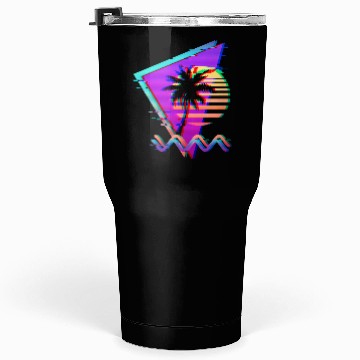 Discover Vaporwave Palm Tree Sunset 90s Glitch Aesthetic Tumblers 30 Oz