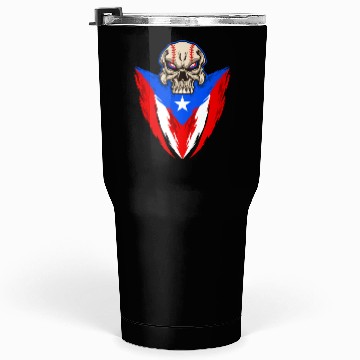Discover Puerto Rico Baseball Skull Tumblers 30 Oz