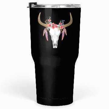 Discover Floral Cow Skull With Feathers Bull Skull Tumblers 30 Oz