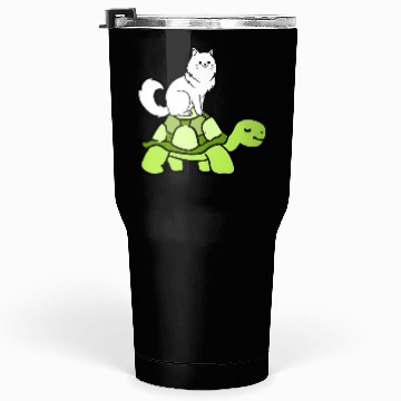Discover Cat Riding Turtle for Turtle Theme Fan Tumblers 30 Oz