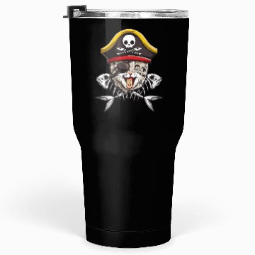 Discover Cat Pirate Jolly Roger Flag Skull Crossbones Capta Tumblers 30 Oz