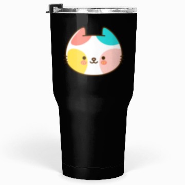 Discover Kawaii Cat Head Multicolored Tumblers 30 Oz