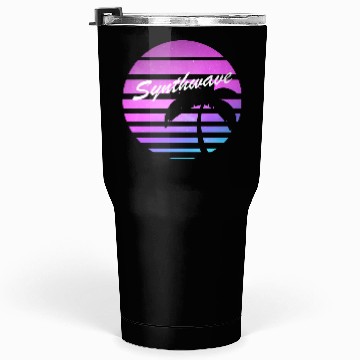 Discover Aesthetic synthwave sunset with palm tree. Tumblers 30 Oz