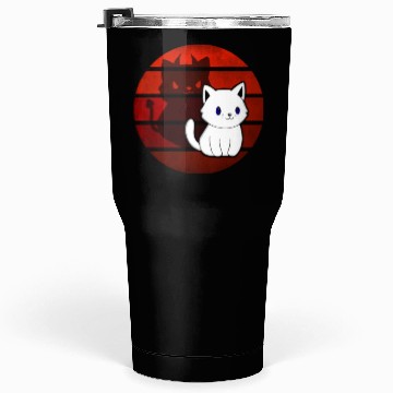 Discover White Comic Cat With Devils With Tumblers 30 Oz