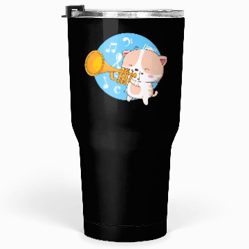 Discover Cute cat loves to play trumpet Tumblers 30 Oz