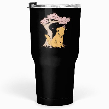 Discover Dog With Sakura Tree Tumblers 30 Oz