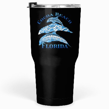 Discover Cocoa Beach Florida Vacation Tribal Dolphins Tumblers 30 Oz