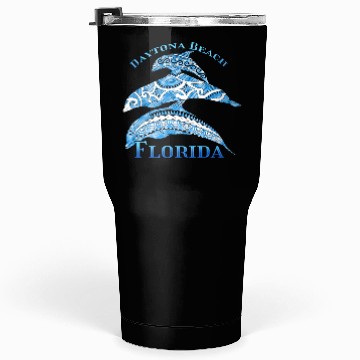 Discover Daytona Beach Florida Vacation Tribal Dolphins Tumblers 30 Oz