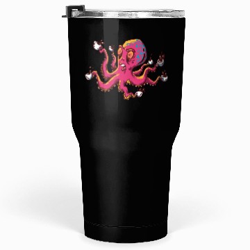 Discover Octopus Drinking Coffee Tumblers 30 Oz