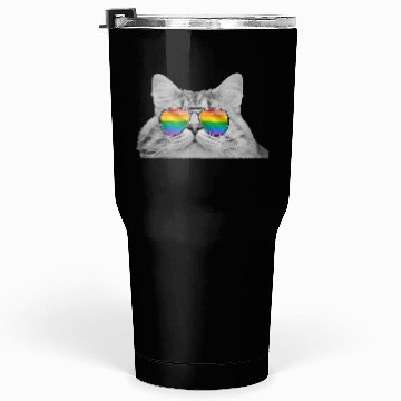 Discover Funny Cat Pride LGBTQ Sunglasses Rainbow Flag Tumblers 30 Oz