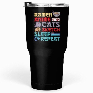 Discover Ramen Anime Cats Sketch Sleep Tumblers 30 Oz