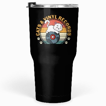 Discover Cats and vinyl records Tumblers 30 Oz